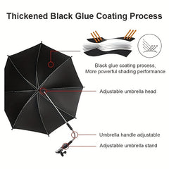 Baby Stroller Umbrella 360 Degree Adjustable UV Protection SunShade