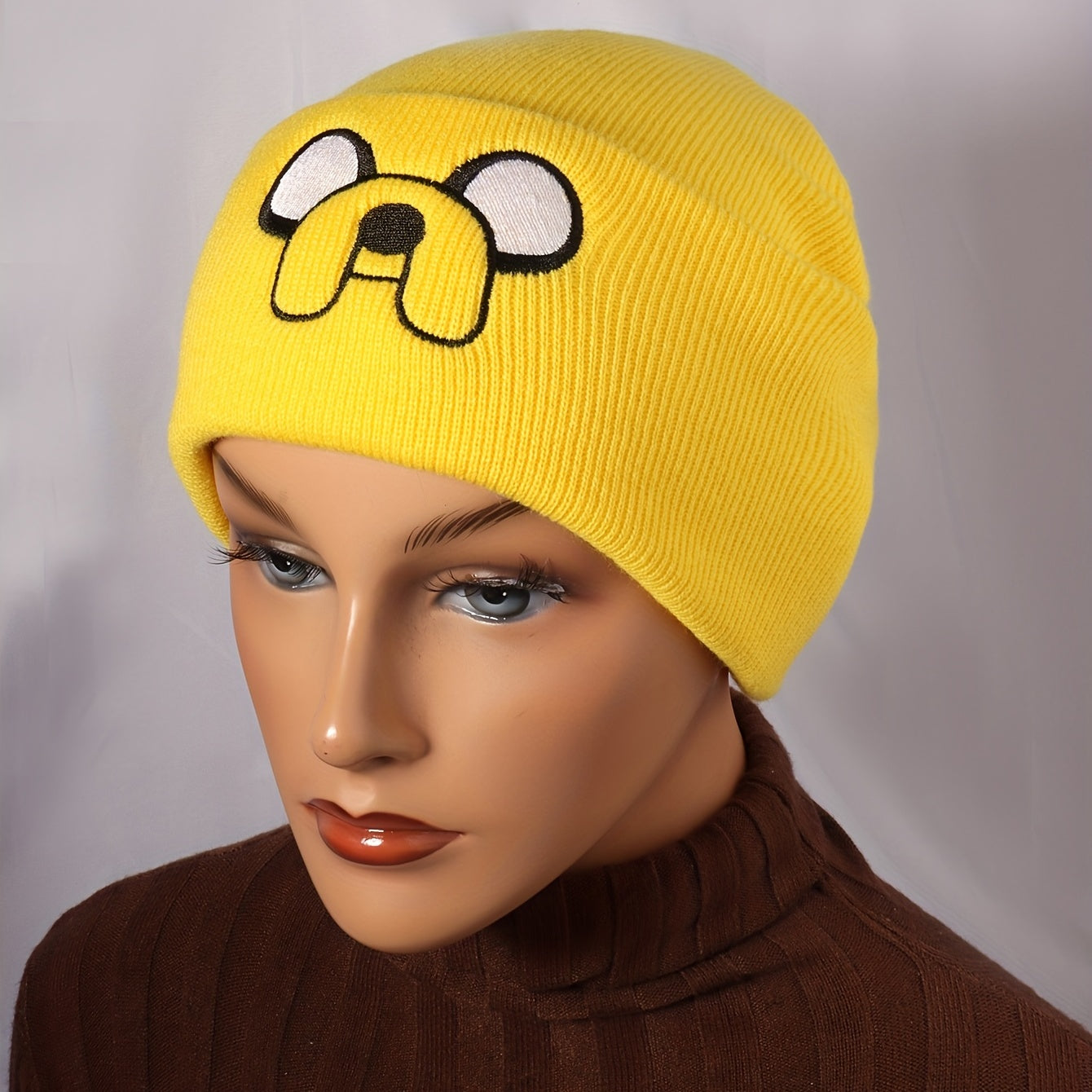 Yellow Dog Cartoon Beanie Unisex Warm Skull Cap Elastic Knit Hat Soft Ski Hats