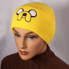 Yellow Dog Cartoon Beanie Unisex Warm Skull Cap Elastic Knit Hat Soft Ski Hats