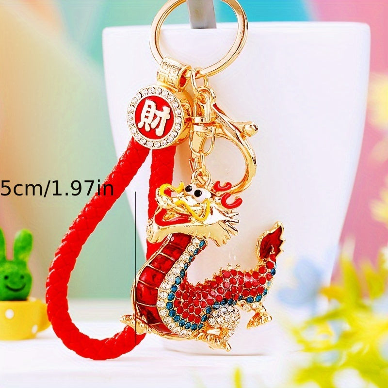 Diamond Encrusted Alloy Dragon Year Hanging Ornament Decorations
