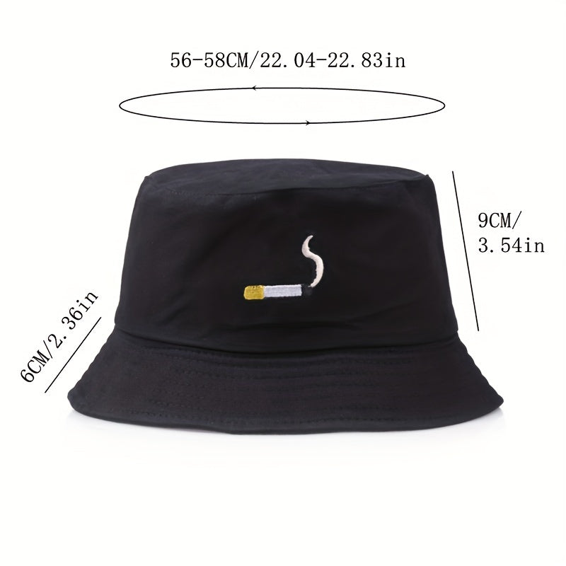Cigarette Embroidery Bucket Hat Men's Street Basin Hat