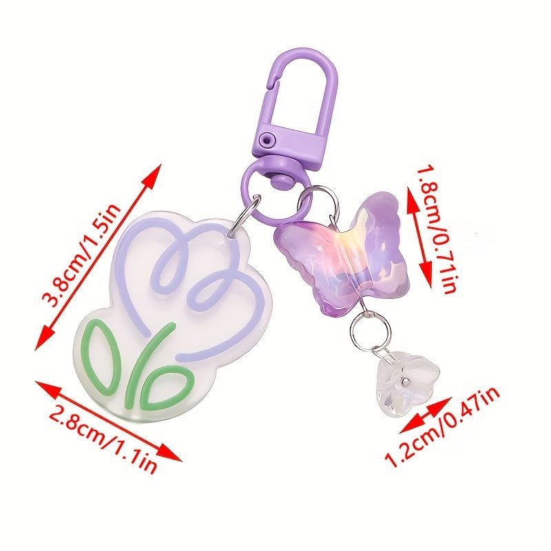Acrylic Colorful Flower Keychain Pendant Bag Decoration