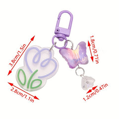 Acrylic Colorful Flower Keychain Pendant Bag Decoration