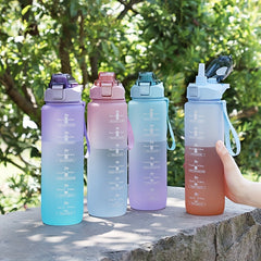 Gradient Water Bottle With Time Marker Portable Lightweight Drinking Cup