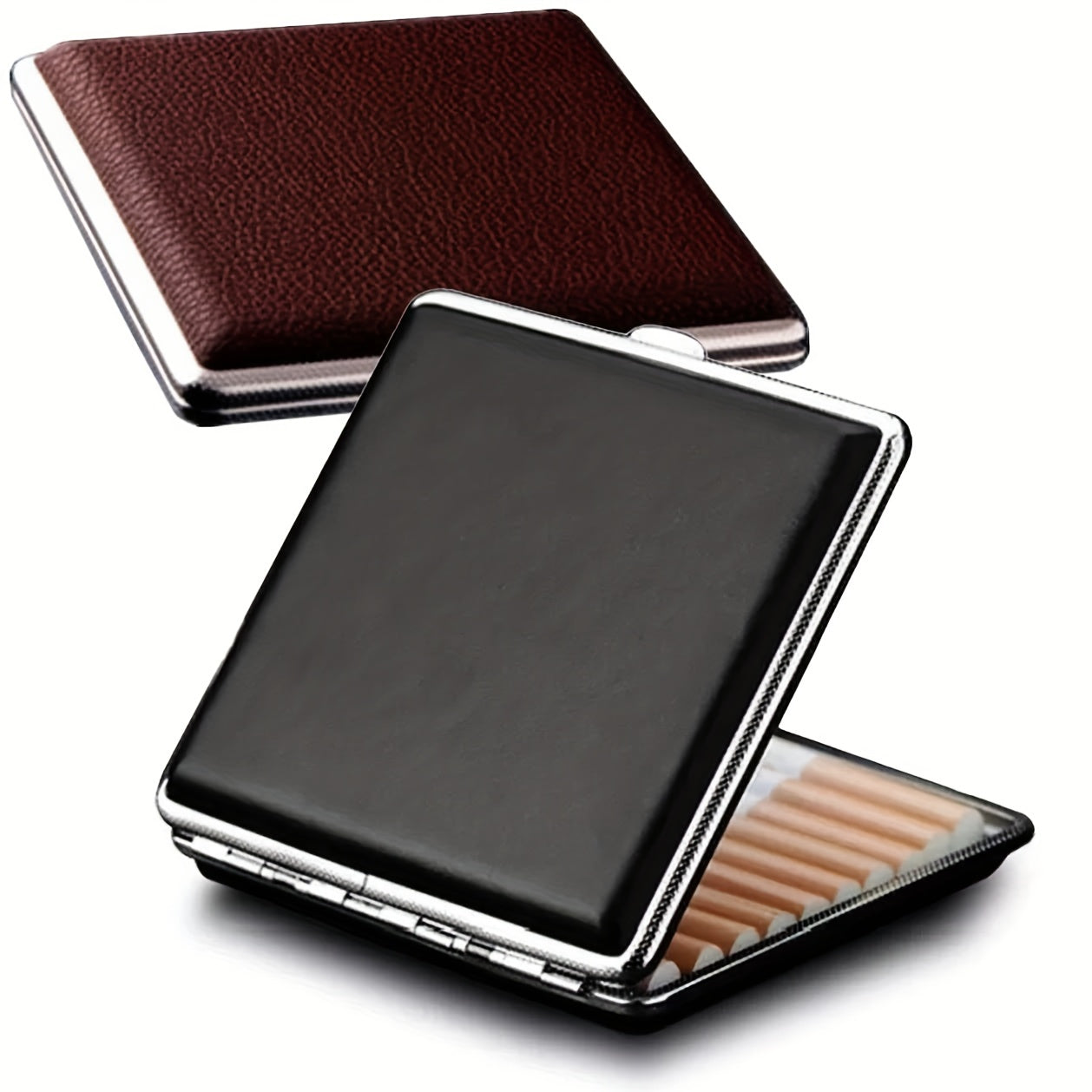 Leather Metal Cigarette Case 20 Box 2 Boxes
