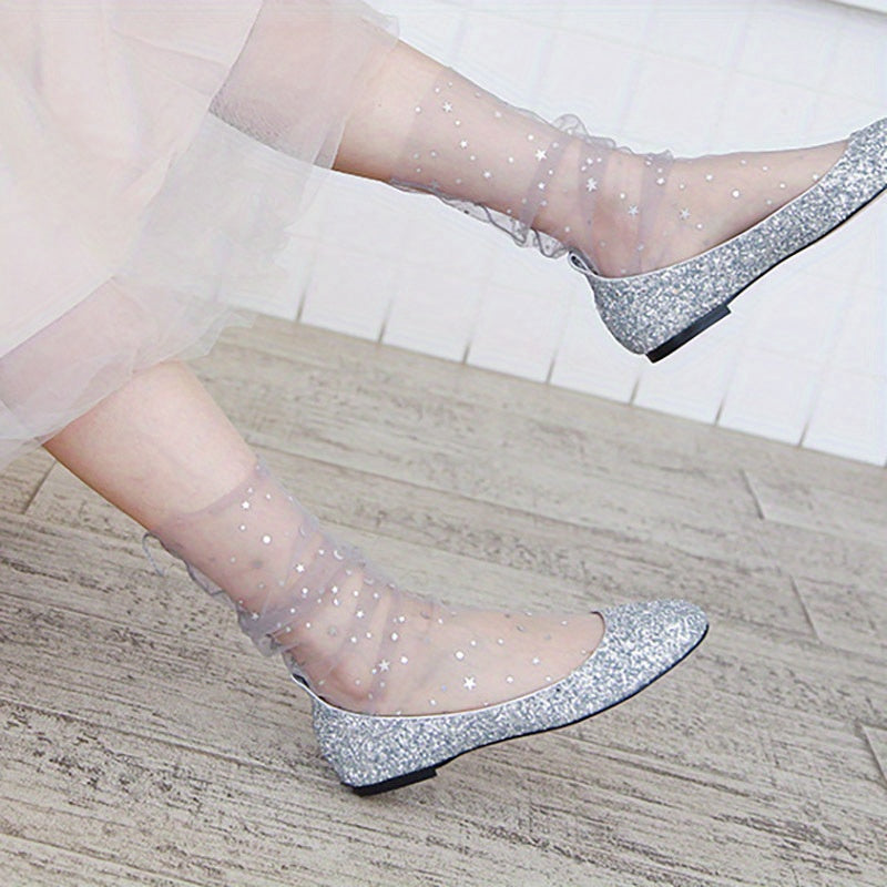 5 Pairs Floral Print Lace Socks for Women