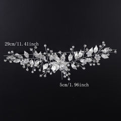 Faux Pearl Leaf Hairband Headband Rhinestone Wedding Hair Accessory
