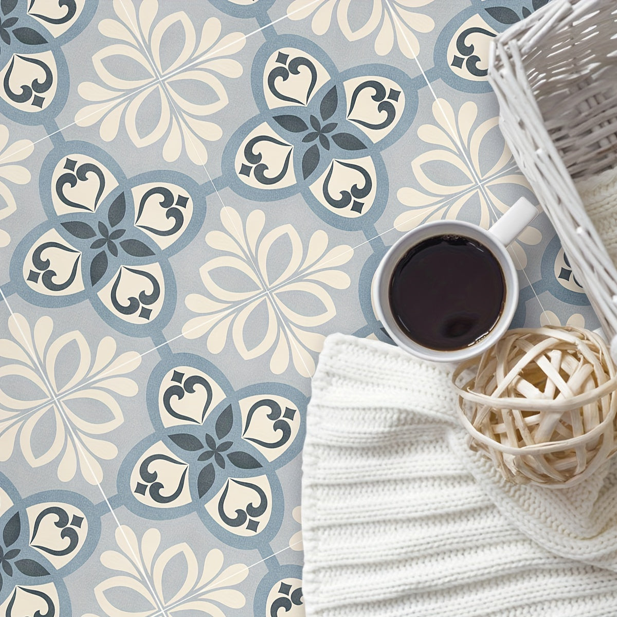 12pcs Nordic Style Floor Stickers Waterproof Home Decoration Tile Stickers
