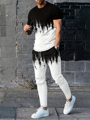 Men's 2 Piece Outfits Short Sleeve T shirt & Jogger Pants Set