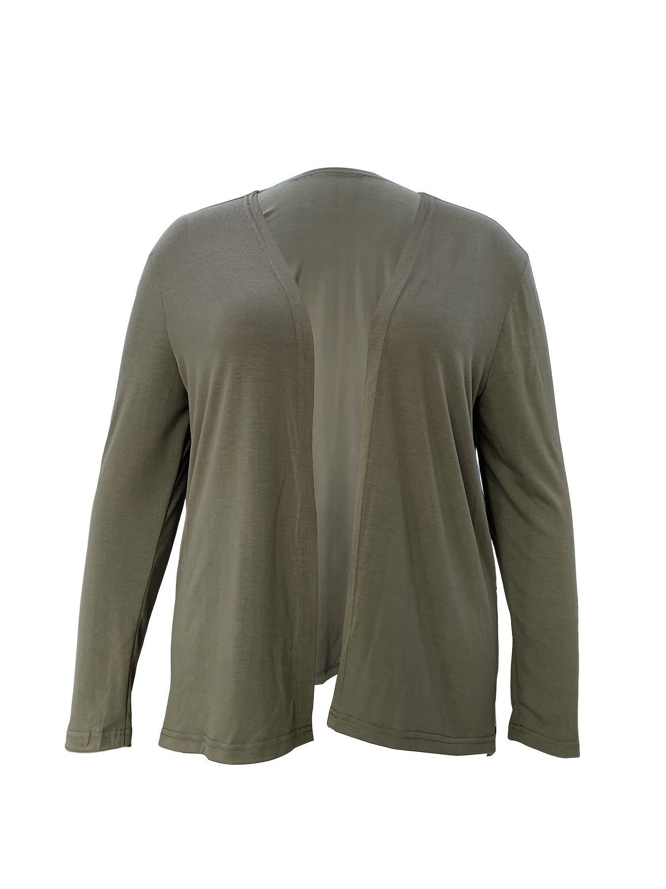 Casual Cardigan Women's Plus Solid Long Sleeve Open Front