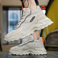 Men's Breathable Faux Leather Chunky Sneakers for Gym