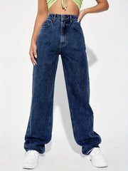 Slash Pocket Boyfriend Jeans Loose Fit Mid Waist