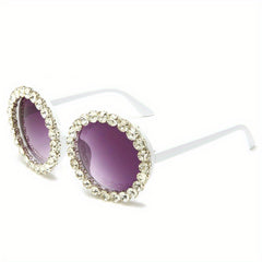 Stylish Rhinestone Round Sunglasses Punk Eyeglasses