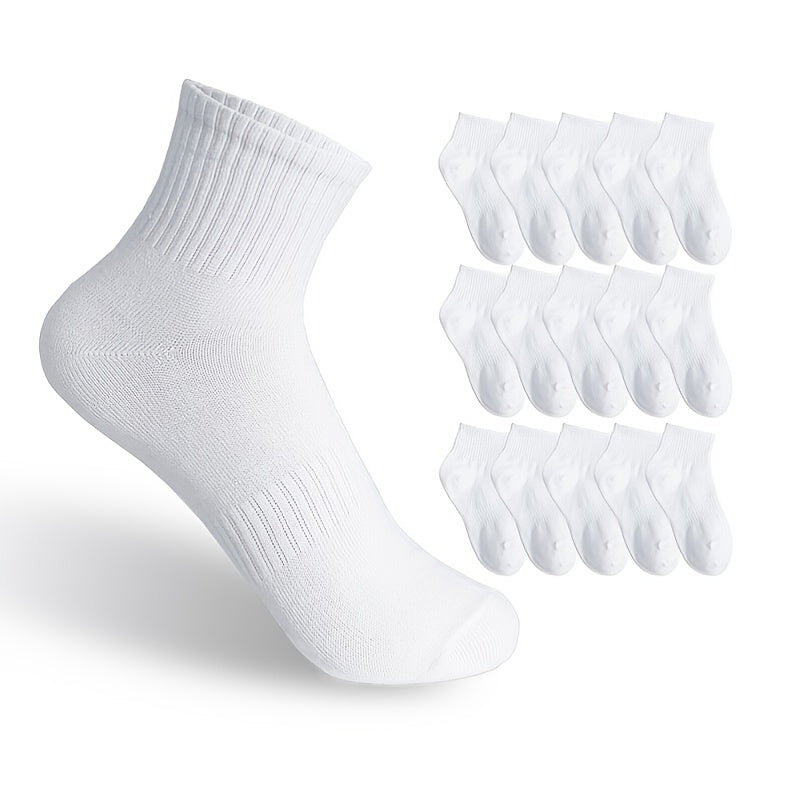 16 Pairs Solid Short Socks Comfy & Breathable Women's Casual Stockings