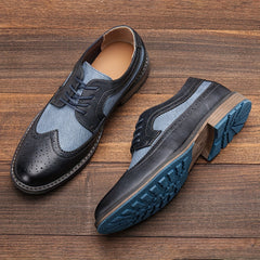 Men's Splicing Brogue Lace up Oxford Shoes