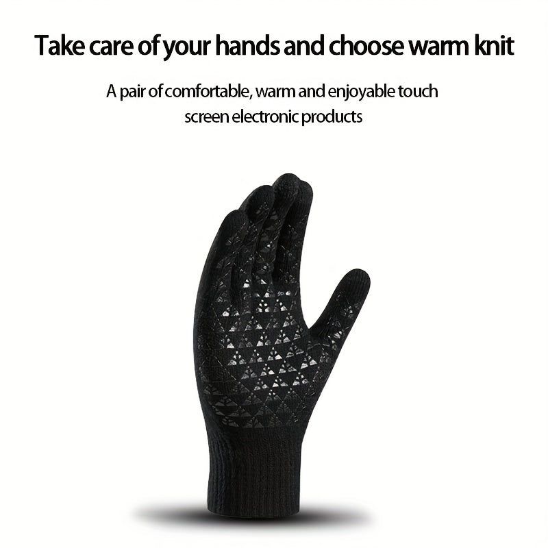 Winter Knitted Gloves Touch Screen Warm Anti Slip Cycling