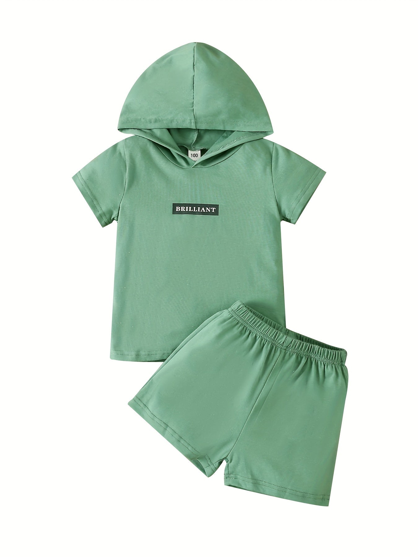 Boys Print Hooded T Shirt And Shorts Set for Kids
