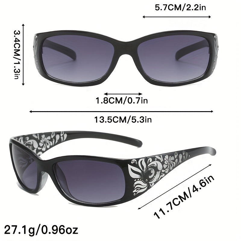 Rhinestone & Flower Pattern Sunglasses UV400