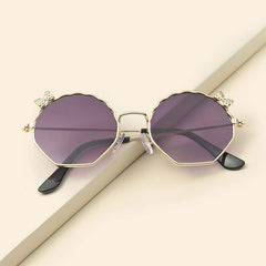 Kids Vintage Bow Shell Shape Sunglasses With Case