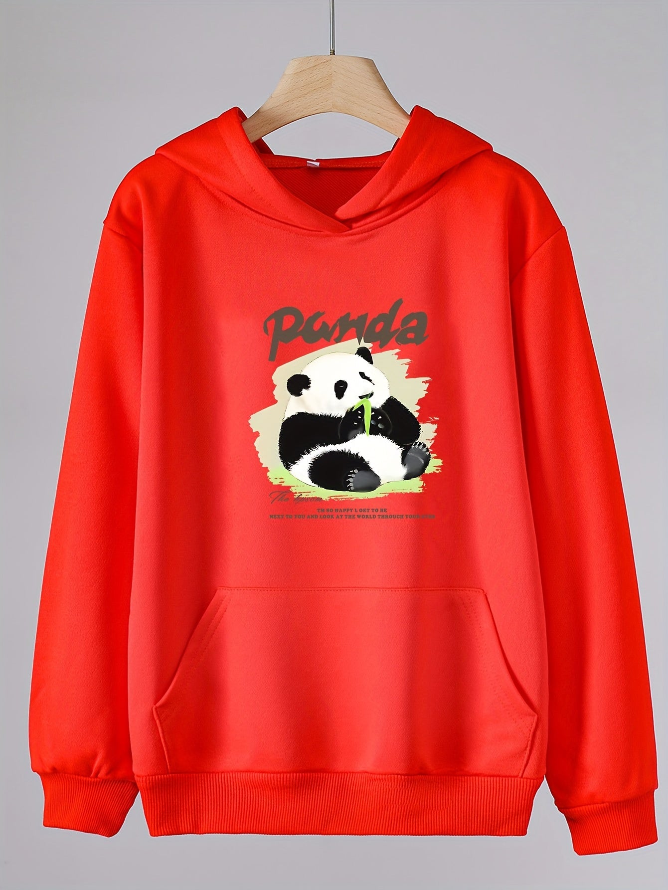 Girls Panda Pattern Hooded Sweatshirt Long Sleeve Pullover