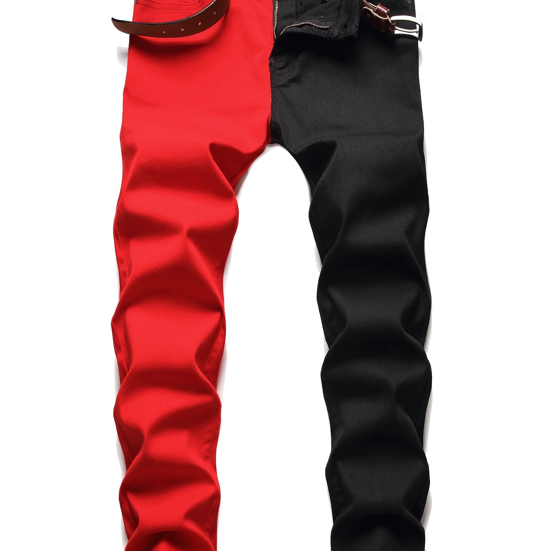 Men's Slim Fit Block Jeans Casual Stretch Street Style All Seasons
