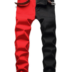 Men's Slim Fit Block Jeans Casual Stretch Street Style All Seasons