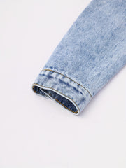 Ripped Holes Denim Jacket Long Sleeves Flap Pockets Lapel Women's Denim Coats