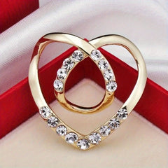 Crystal Rhinestone Heart Scarf Clip Buckle Shawl T Shirt Jewelry
