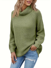 Women's Plus Casual Sweater Solid Long Sleeve Turtle Neck Jumper