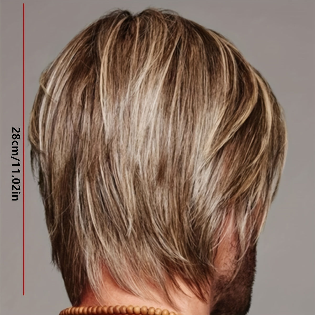 Men's Brown Wig Short Straight Hair Easy Wearing