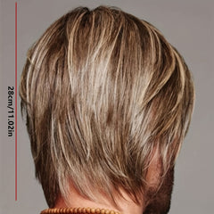 Men's Brown Wig Short Straight Hair Easy Wearing