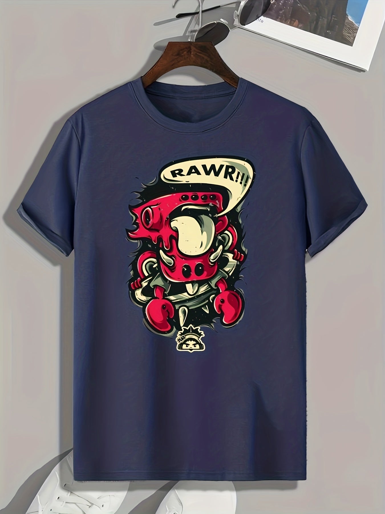 Cartoon Print Men's Graphic T-shirt for Summer
