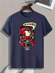Cartoon Print Men's Graphic T-shirt for Summer