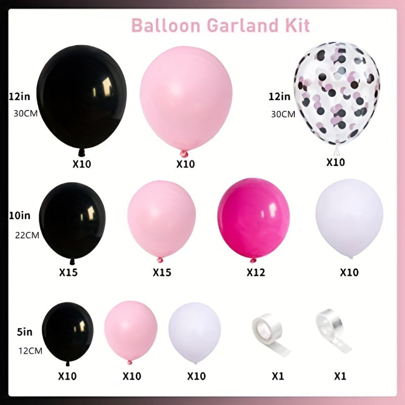 114-Piece Pink Rose Red Balloon Garland Set for Girls' Birthday & Wedding
