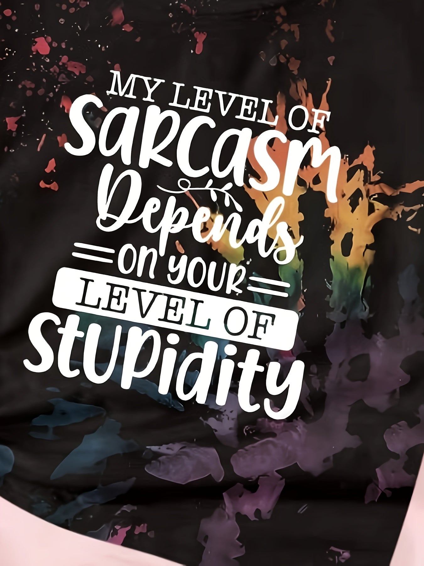 Sarcasm Level Graphic Crew Neck T shirt Short Sleeve Pullover