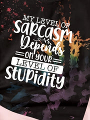 Sarcasm Level Graphic Crew Neck T shirt Short Sleeve Pullover