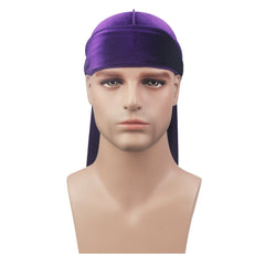 High Velvet Pirate Hat with Long Tail Turban for Men
