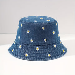 Flower Embroidery Fisherman Hat Bucket for Outing