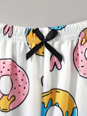 Food Print Cami Tops & Shorts Pajama Set For Women