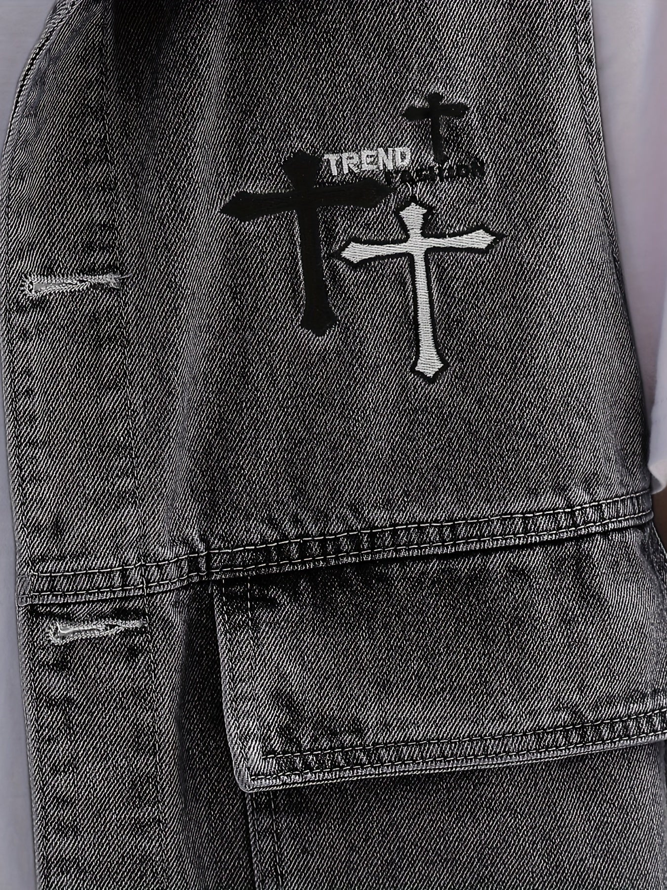 Men's Denim Vest Casual Street Style Big Pockets Turn-Down Collar Waistcoat