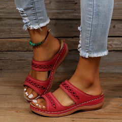 Women's Hollow Out Slip On Wedge Heeled Sandals