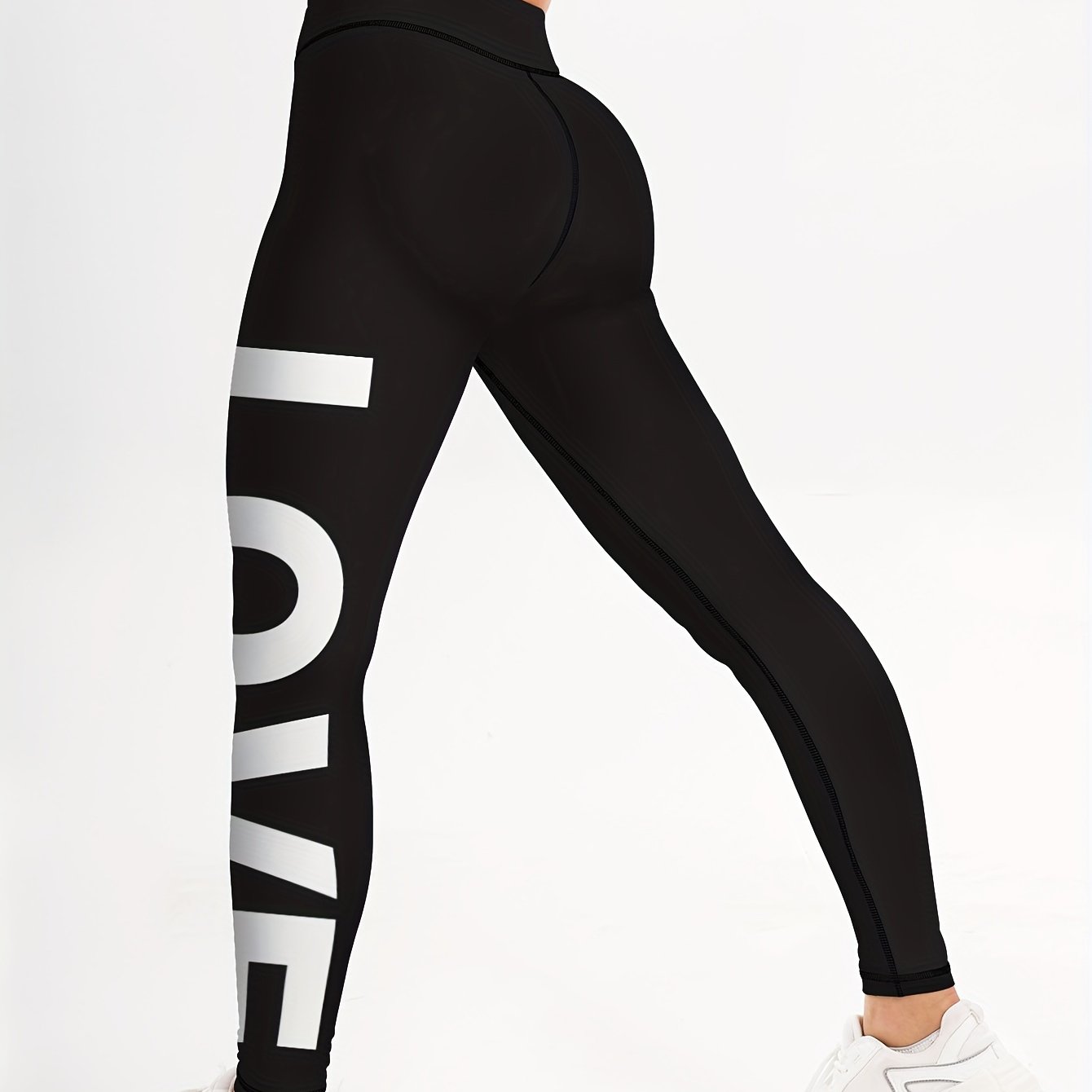 Letter Pattern Yoga Pants High Stretch Running Sports Leggings