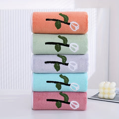 Rose Flower Embroidered Hand Towel Coral Fleece Soft Face Towel