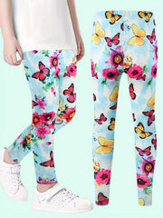 Butterfly Graphic Leggings Girls Comfy Yoga Pants For All Season Sports