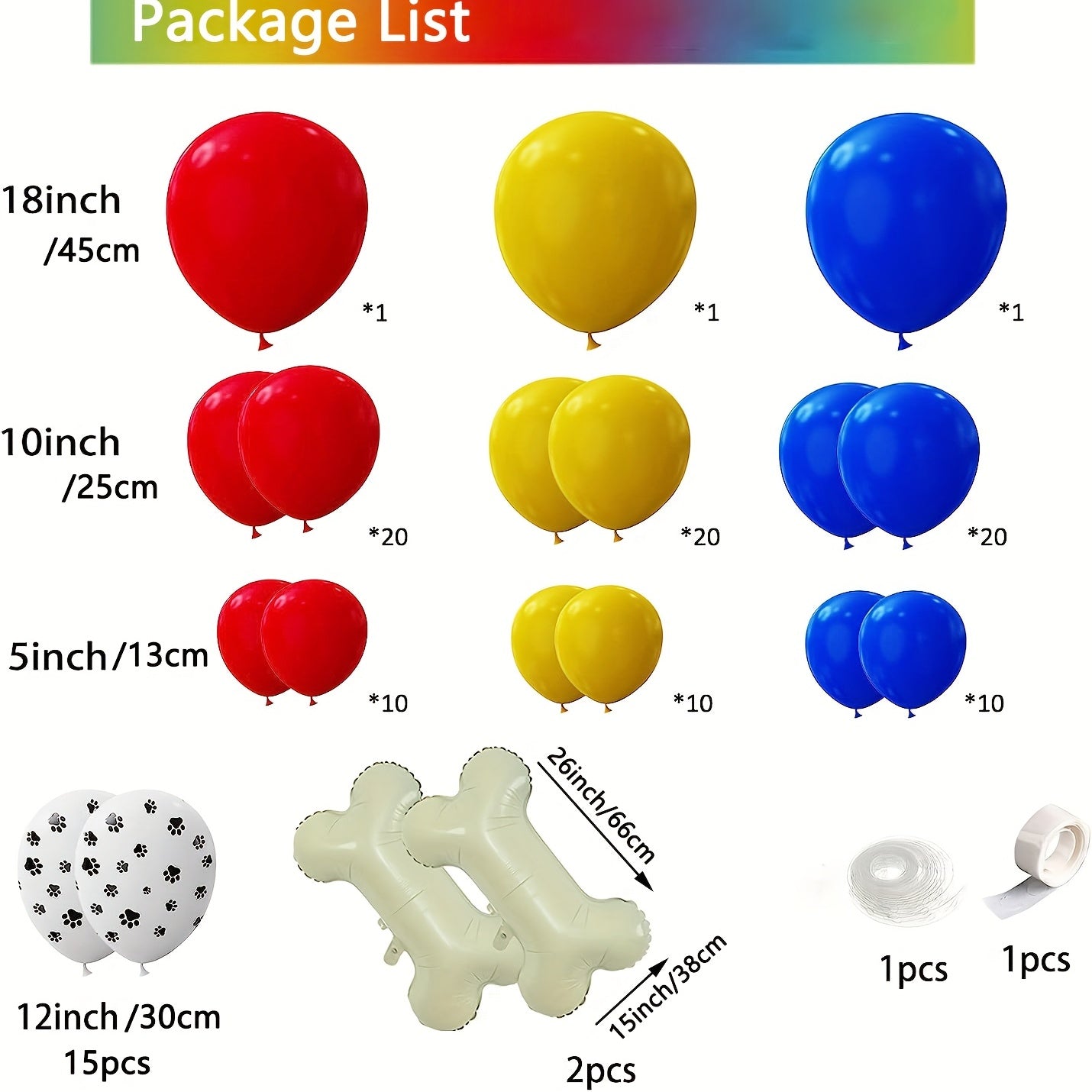 110pcs Paw Balloons Garland Kit - Red Yellow Dog Paw Latex Balloon