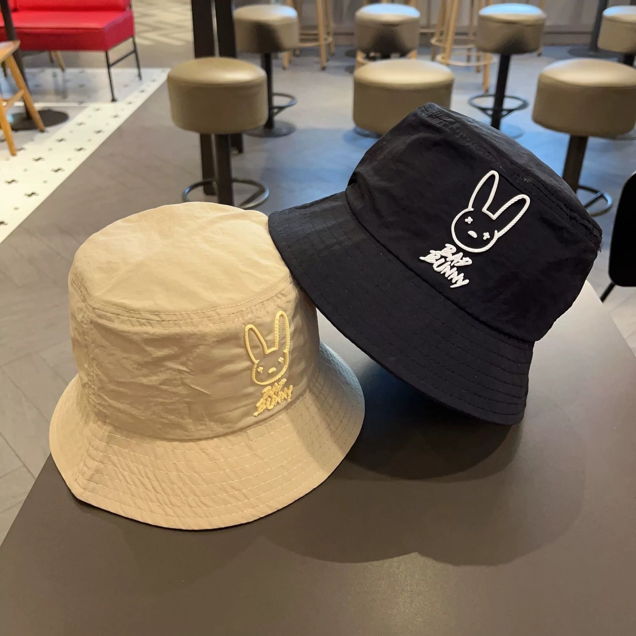 Kids Sunshade Bucket Hat Rabbit Print Double Sided