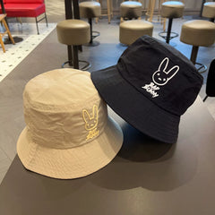 Kids Sunshade Bucket Hat Rabbit Print Double Sided