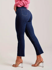 Medium Stretch Slim Fit Cropped Jeans Solid Washed Denim Pants