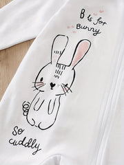 Baby Girls Bunny Zipper Cotton Long Sleeve Romper Jumpsuit