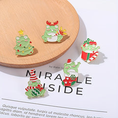Christmas Frog Brooch Pin Cartoon Toad Animal Lapel Pin For Women
